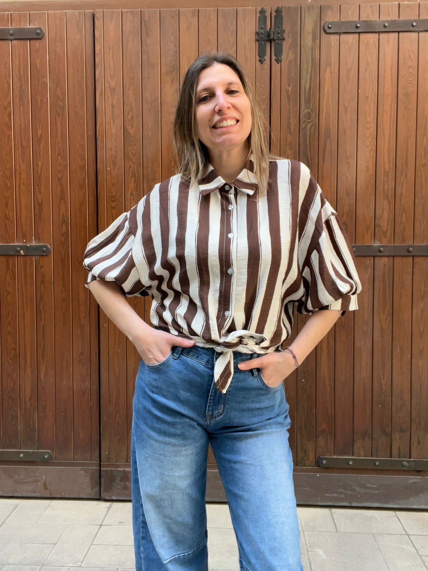 Camicia Righe Mocha