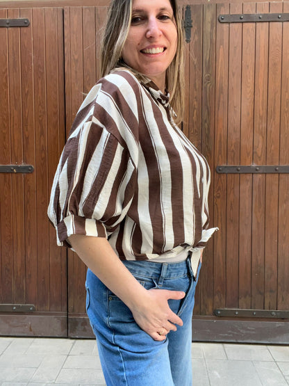Camicia Righe Mocha