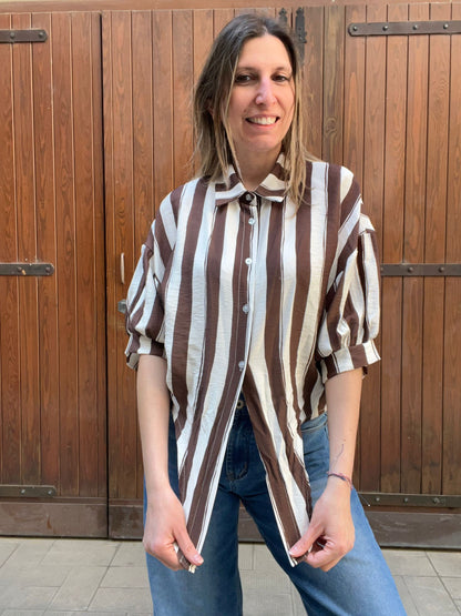 Camicia Righe Mocha