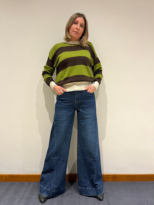 Jeans Wide Leg Blu Denim