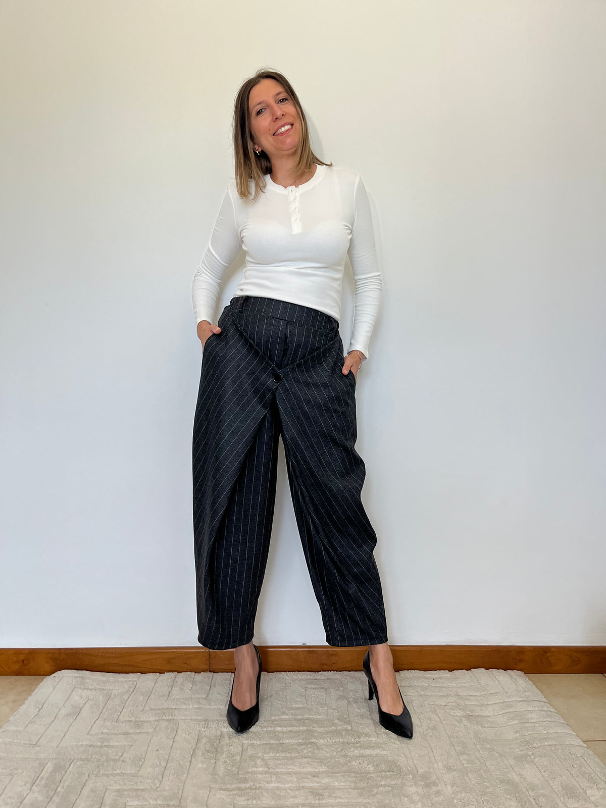 Pantalone Gessato Trasformabile