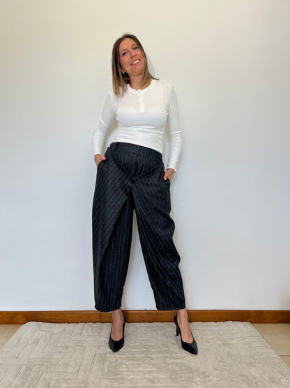 Pantalone Gessato Trasformabile
