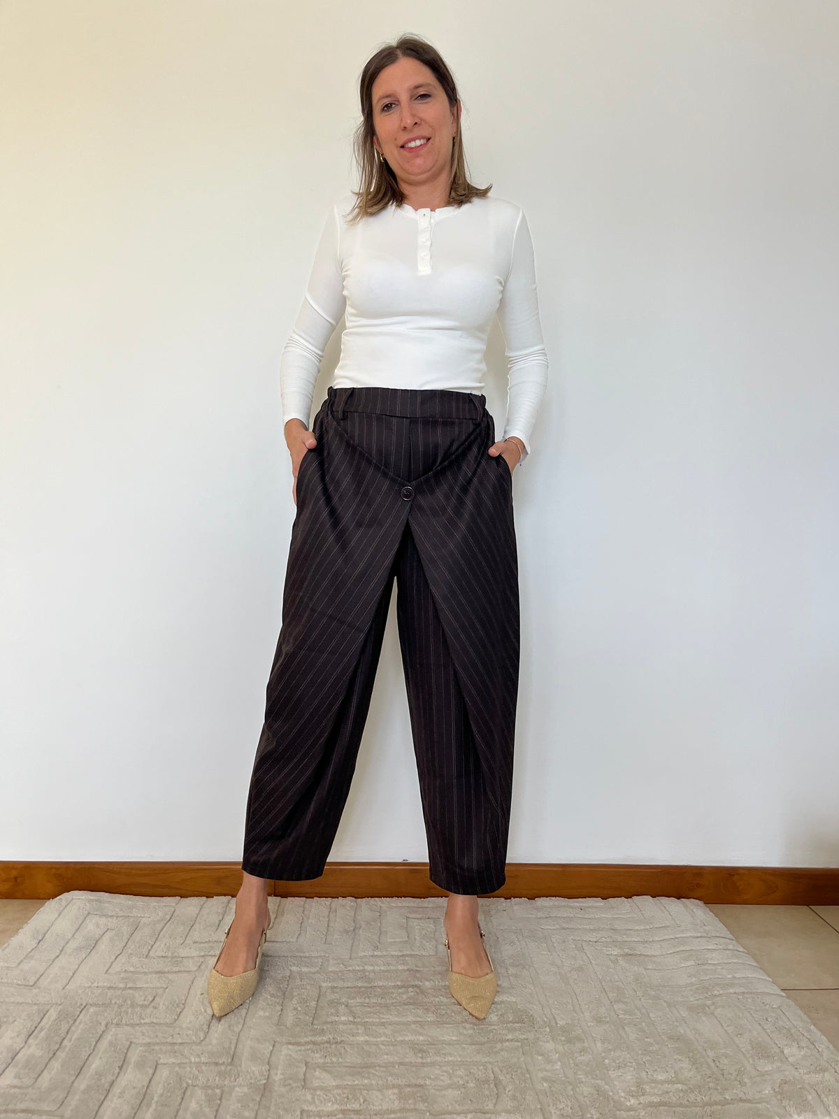 Pantalone Gessato Trasformabile