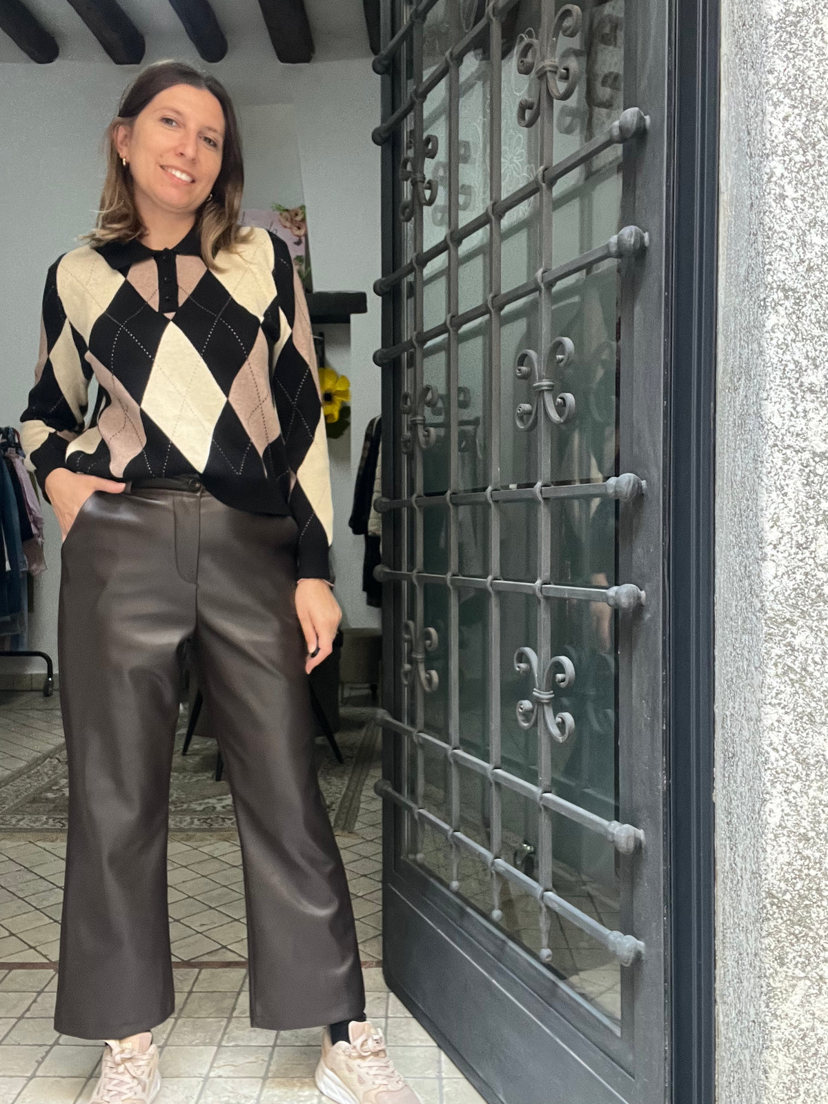 Pantalone Cropped in Ecopelle