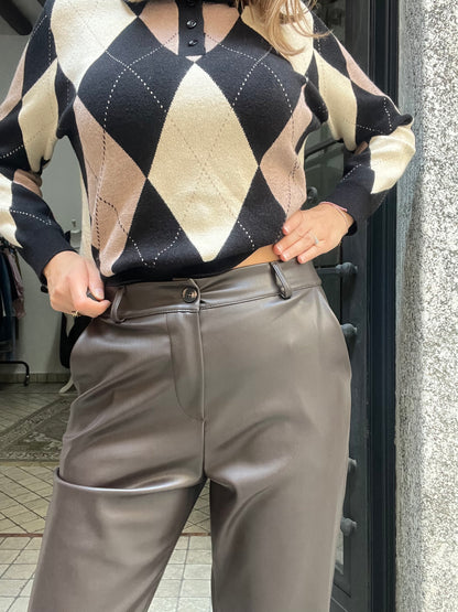 Pantalone Cropped in Ecopelle