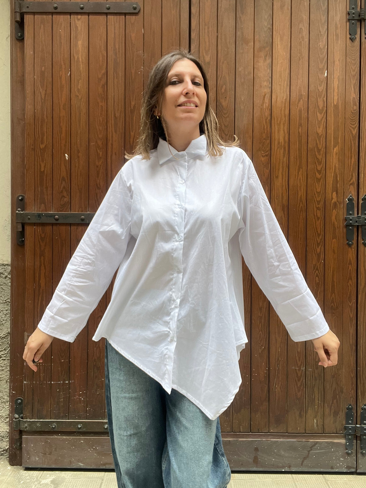 Camicia asimmetrica in cotone
