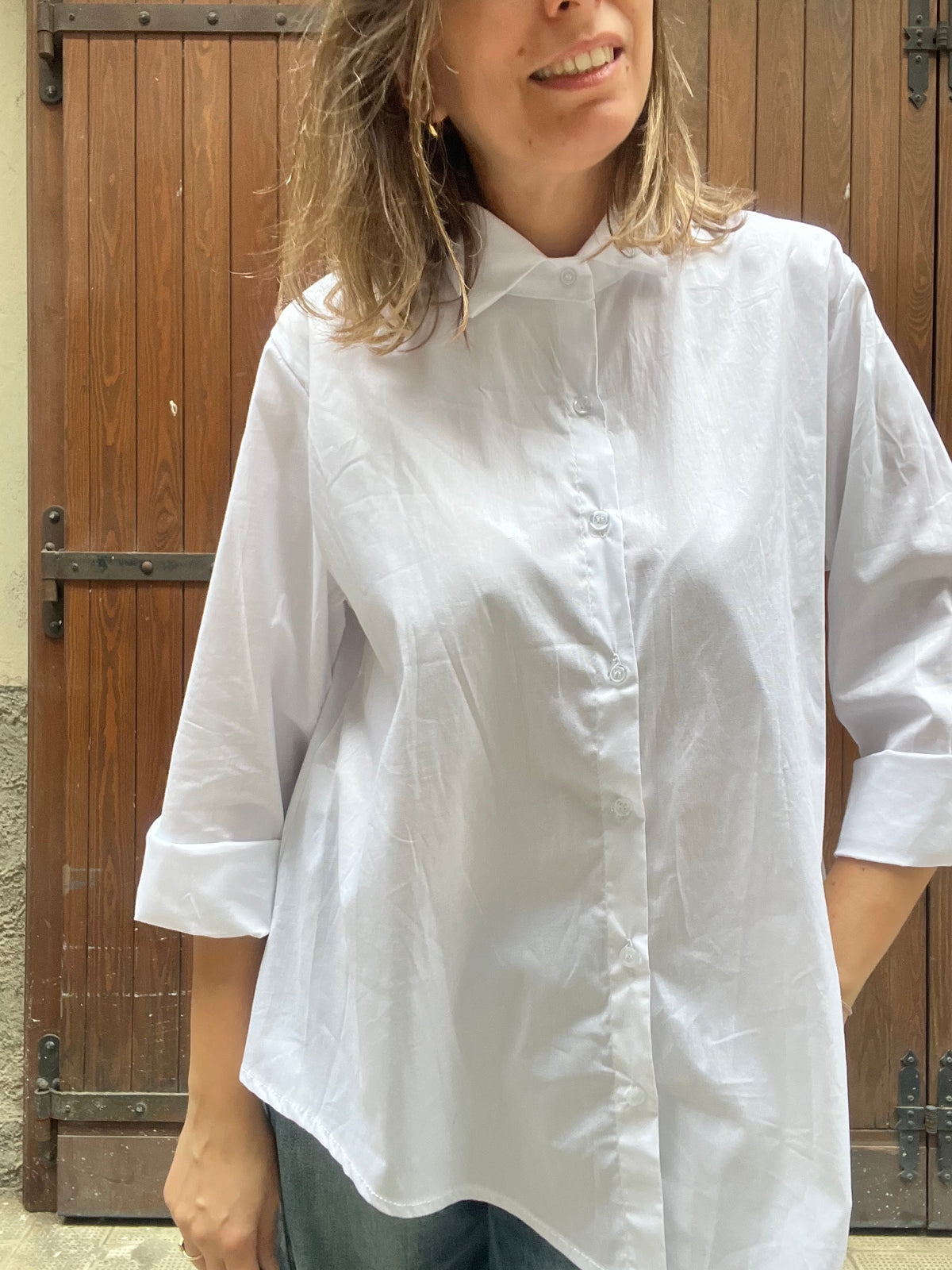 Camicia asimmetrica in cotone