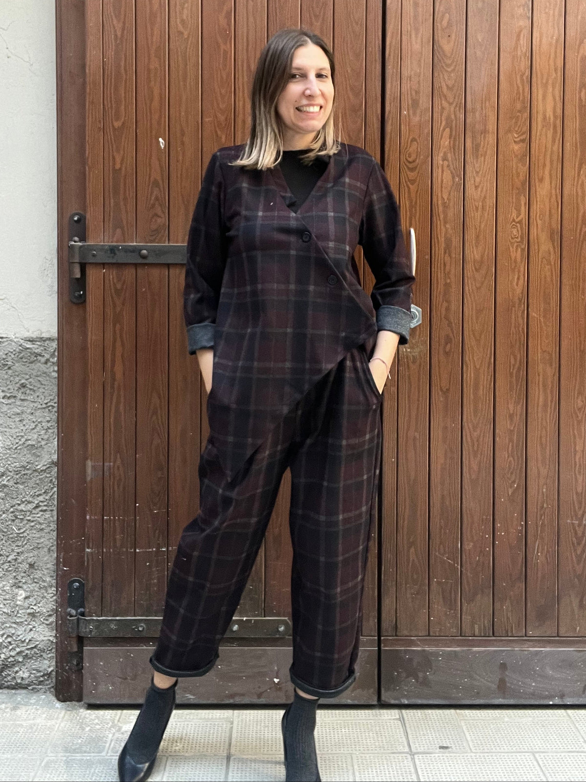 Completo Tartan con Giacca Asimmetrica e Pantalone