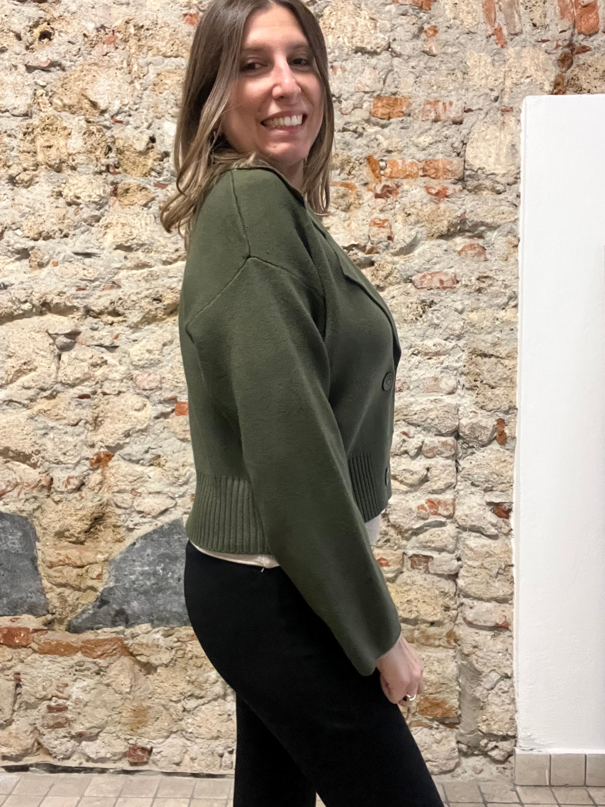 Giacca Cardigan Doppiopetto in Maglia
