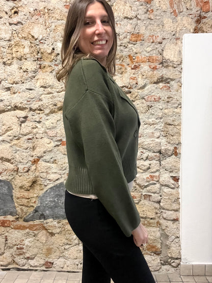 Giacca Cardigan Doppiopetto in Maglia