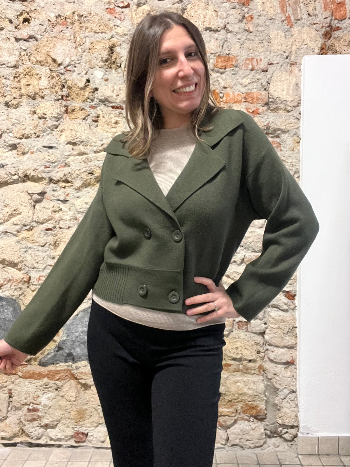 Giacca Cardigan Doppiopetto in Maglia