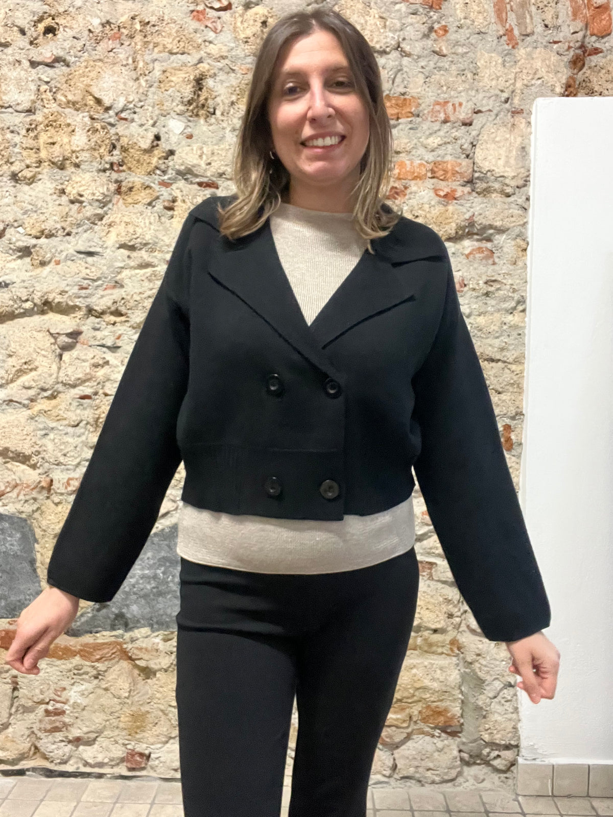 Giacca Cardigan Doppiopetto in Maglia