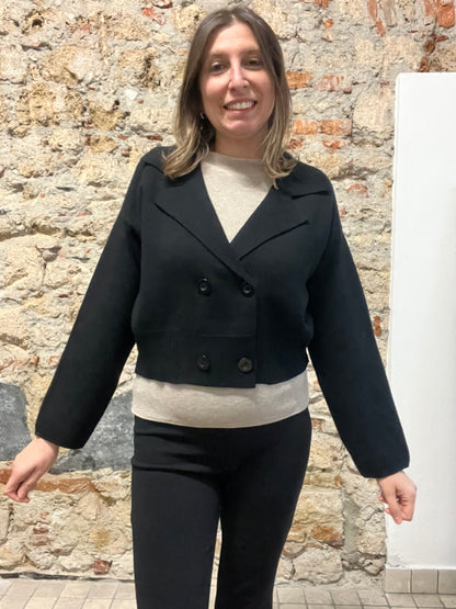 Giacca Cardigan Doppiopetto in Maglia